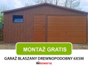 DREWNOPODOBNY Garaż Blaszany 6x5 - Garaże Blaszane - Romstal