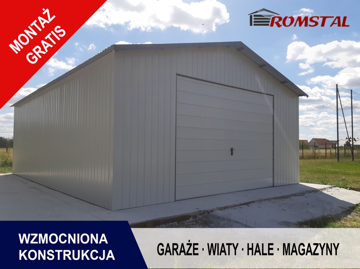 Biały Garaż Blaszany 5x6 - Garaż Blaszane -Blaszak -ROMSTAL  - Zdjęcie 1