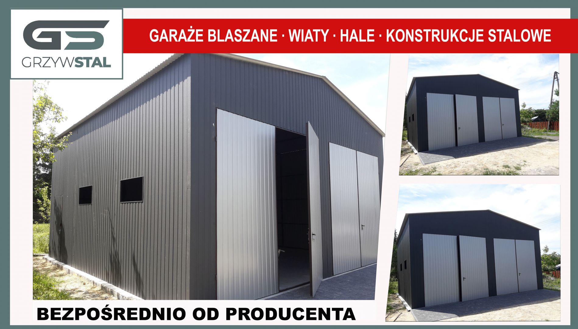 Garaż blaszany Grafitowy , Garaże Blaszane – GrzywStal  - Zdjęcie 1