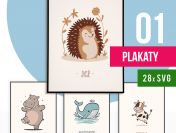 Plakaty ze Zwierzętami dla Dzieci SVG – Wektorowe do Druku