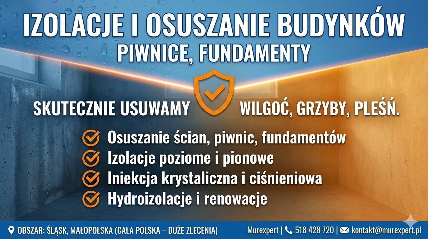 Osuszanie murów, iniekcja krystaliczna, podcinanie ścian | Śląsk, Małopolska Bielsko-Biała - Zdjęcie 1