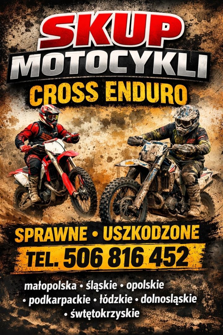 SKUP MOTOCYKLI CROSS CROSSY CROSSÓW ENDURO -SPRAWNE I USZKODZONE- DOJEŻDŻAMY Katowice - Zdjęcie 1