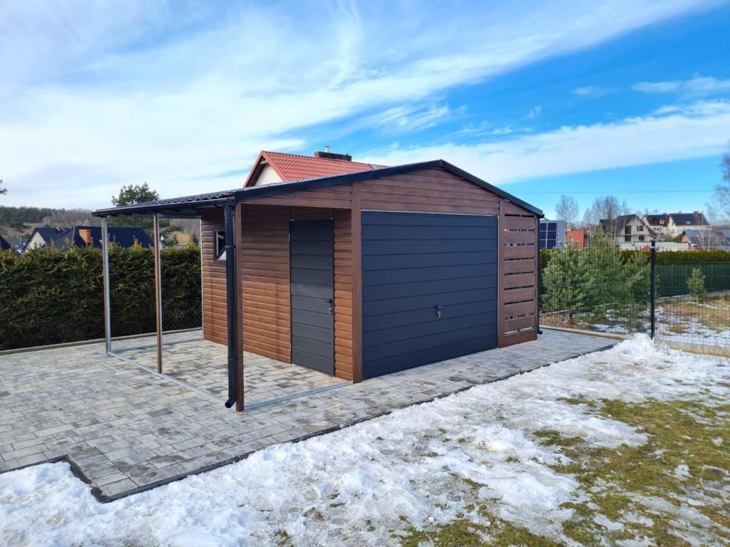 Garaże drewnopodobne, AKRYLOWE 4m x 6m - blachodachówka ! Katowice - Zdjęcie 1