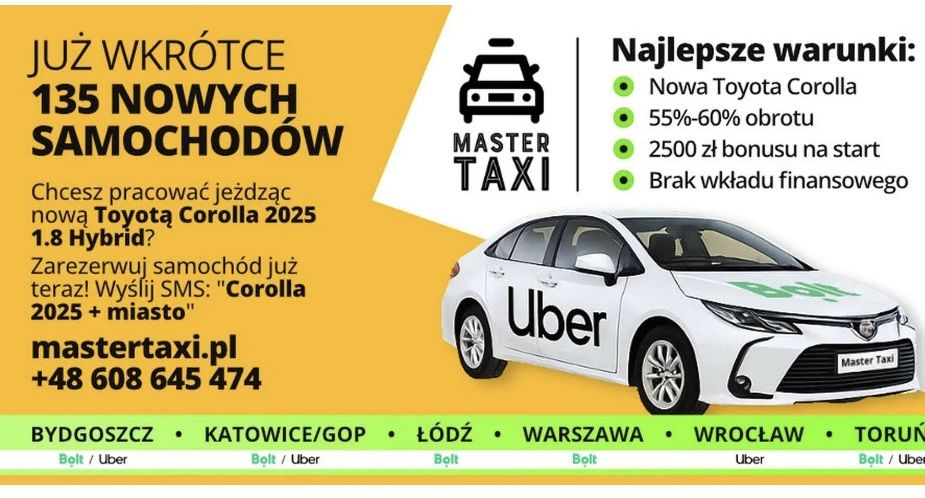Praca dla kierowcy K/M Taxi Bolt/Uber Nowe auta Katowice - Zdjęcie 1