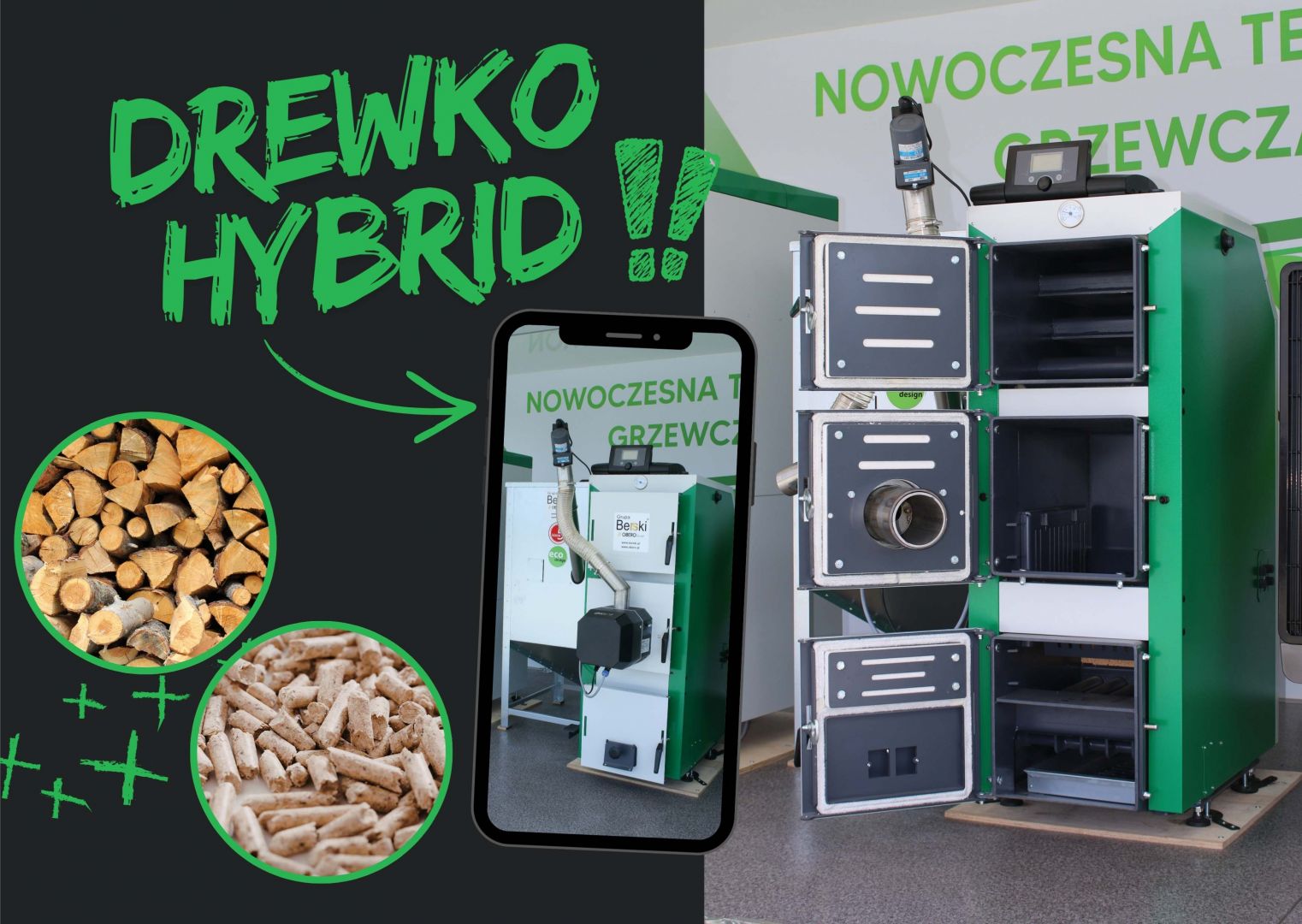 Ogrzewanie na pellet i drewno - Kocioł DrewKo Hybrid 24kW Tarnowskie Góry - Zdjęcie 1