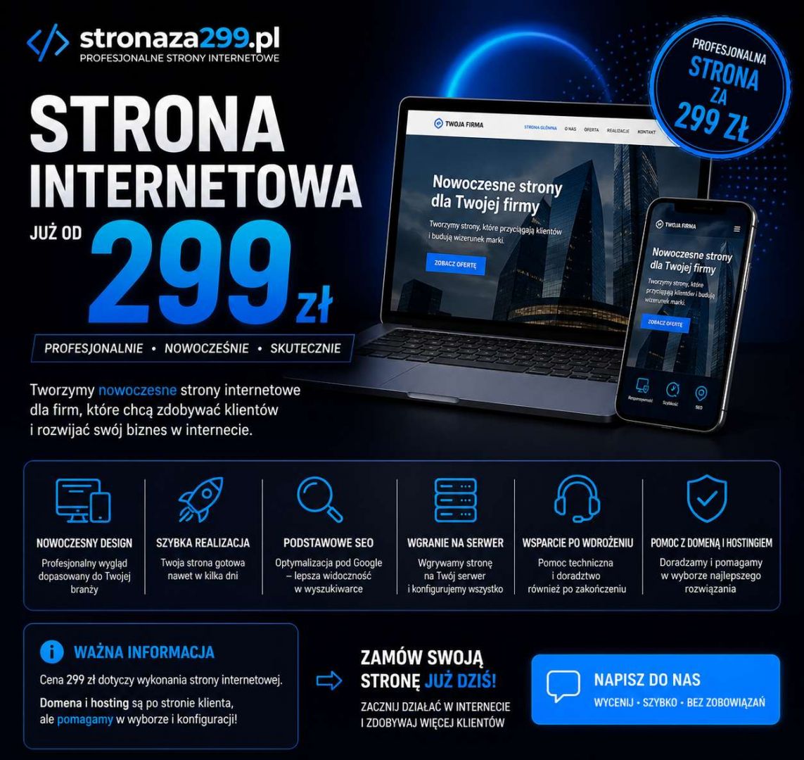 Elegancka strona internetowa za 299 zł | Wystawiamy faktury cała Polska - Zdjęcie 1