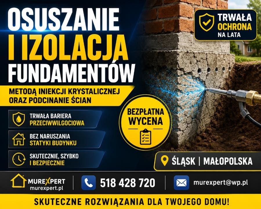 Drenaż fundamentów, osuszanie i izolacja piwnic - Małopolska i Śląsk Śląsk/Małopolska - Zdjęcie 1